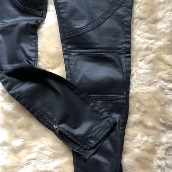 FCUK The ReboundSkinny Leather Look Moto Jeans Zip - Picture 7 of 8